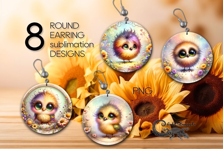 Rainbow animals | Round earring Sublimation design bundle