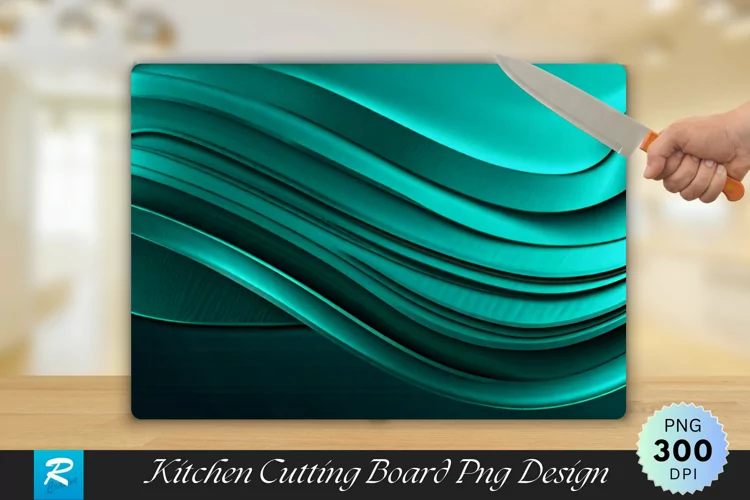 Cyan Wavy Cutting Board Sublimation Design