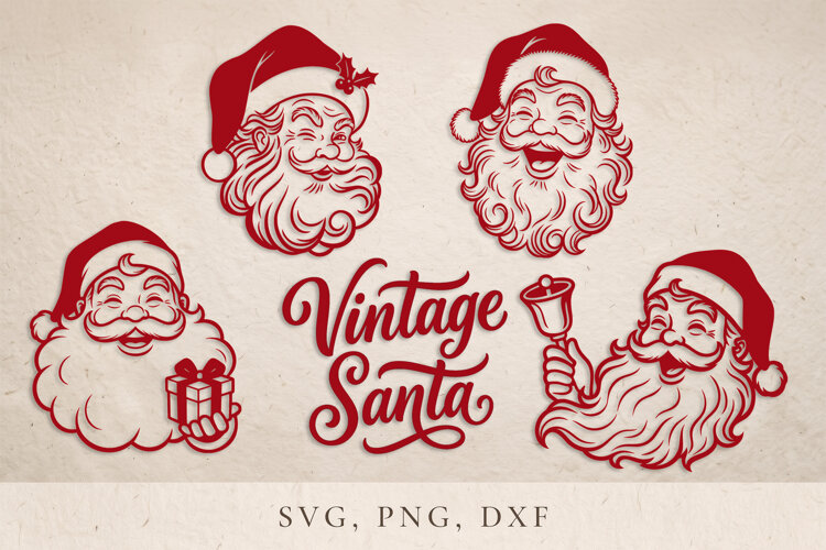 Vintage Santa SVG, Retro Santa Head svg, Santa Claus example image 1