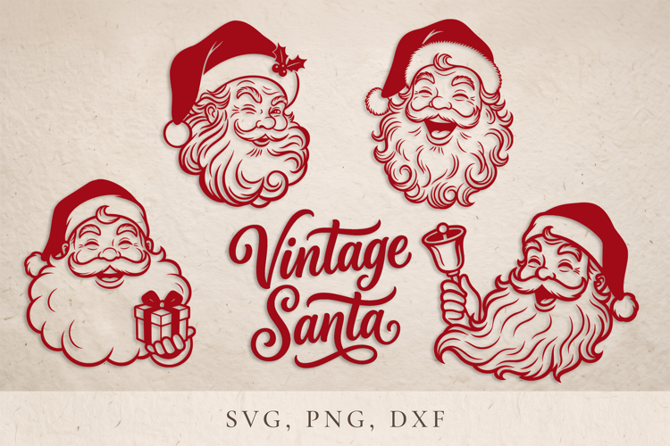 Vintage Santa SVG, Retro Santa Head svg, Santa Claus