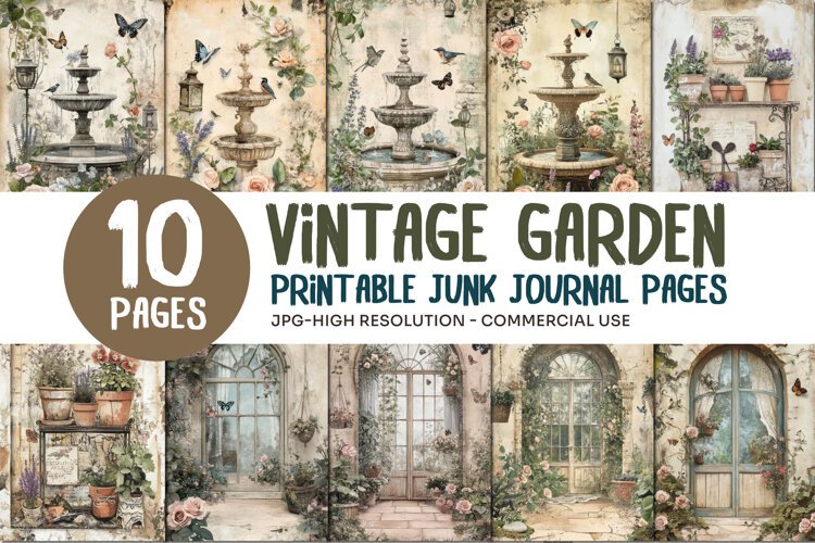 Vintage Garden Junk Journal Pages example image 1