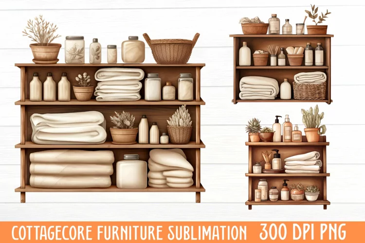 Cottagecore Furniture Watercolor Sublimation Clipart