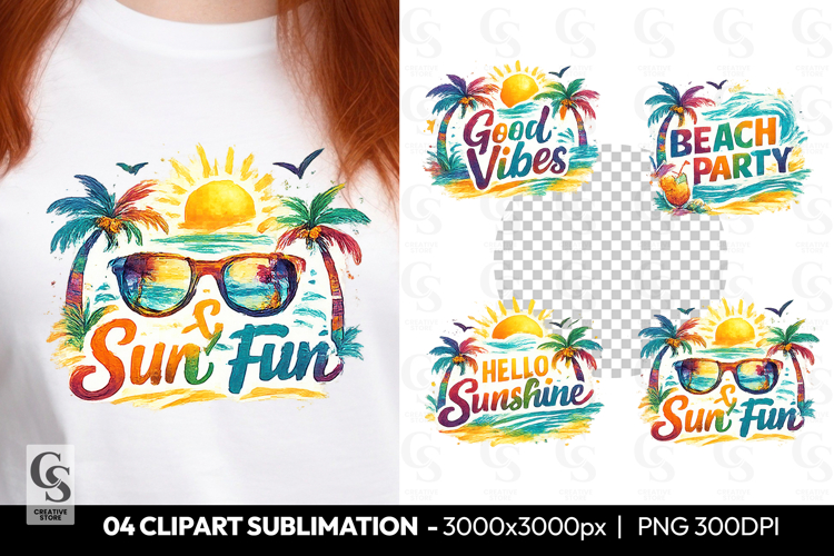Sun Fun Summer Beach Clipart PNG Sublimation