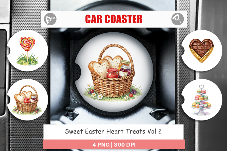 Sweet Easter Heart Treats Car Coaster