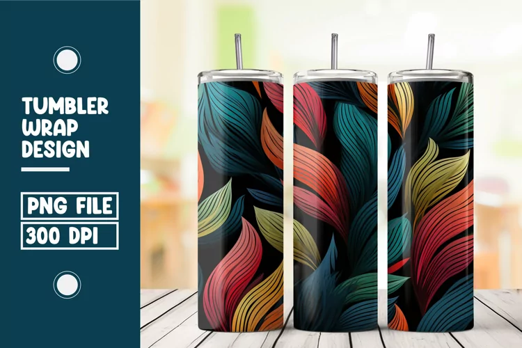 Colorful Abstract Leaves Tumbler Wrap Sublimation