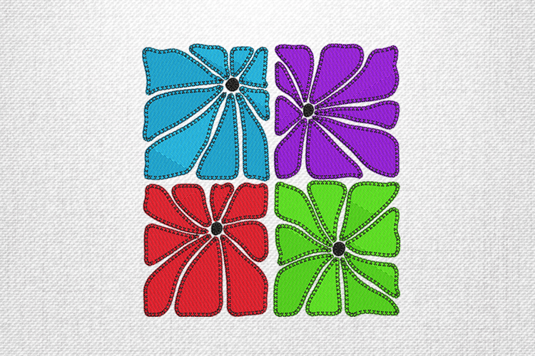 Colorful Patchwork Floral Embroidery Design