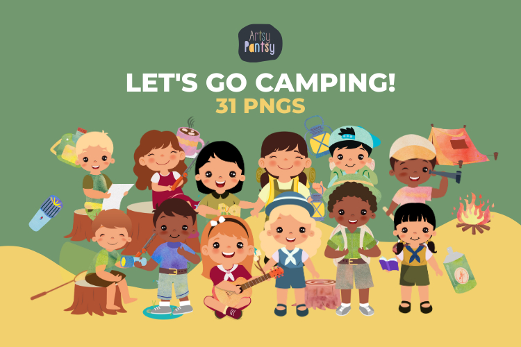 Kids Camping - Children's Educational Graphics Bundle example image 1
