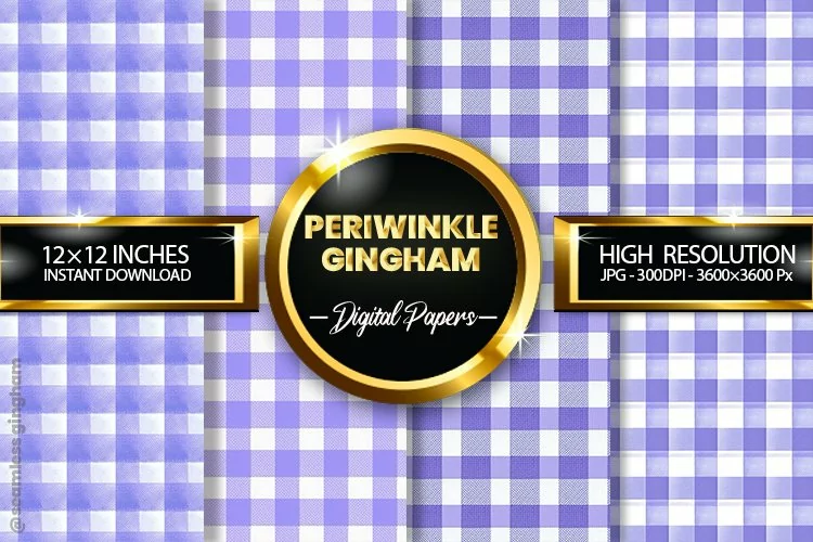 Periwinkle Gingham Digital Papers 04 Variations