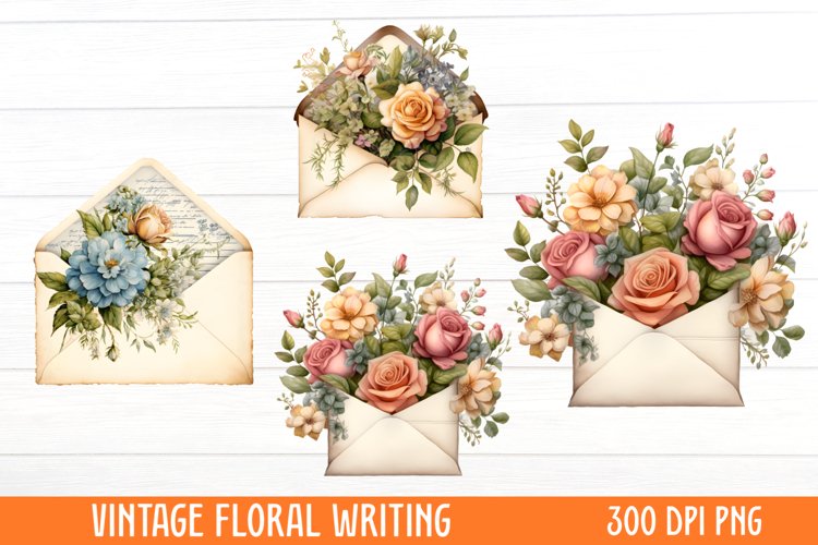 Vintage Floral Writing Clipart