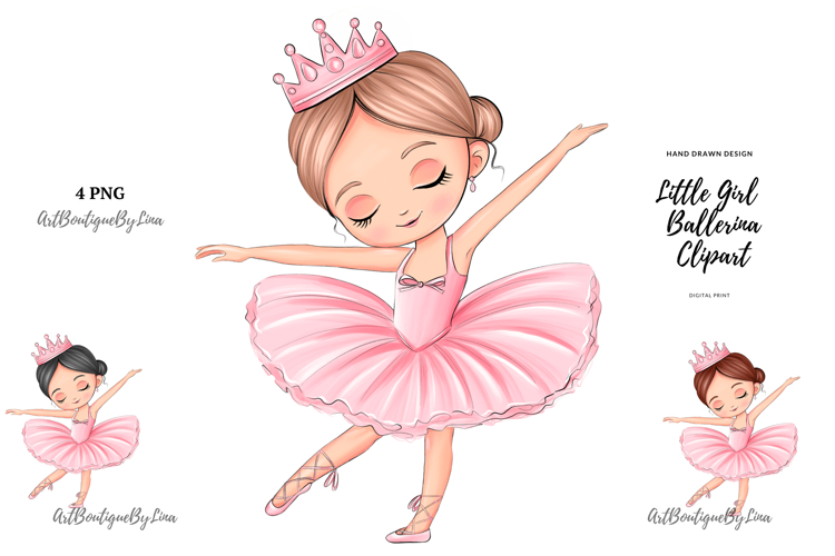 Little Ballerina Girl Clipart Set