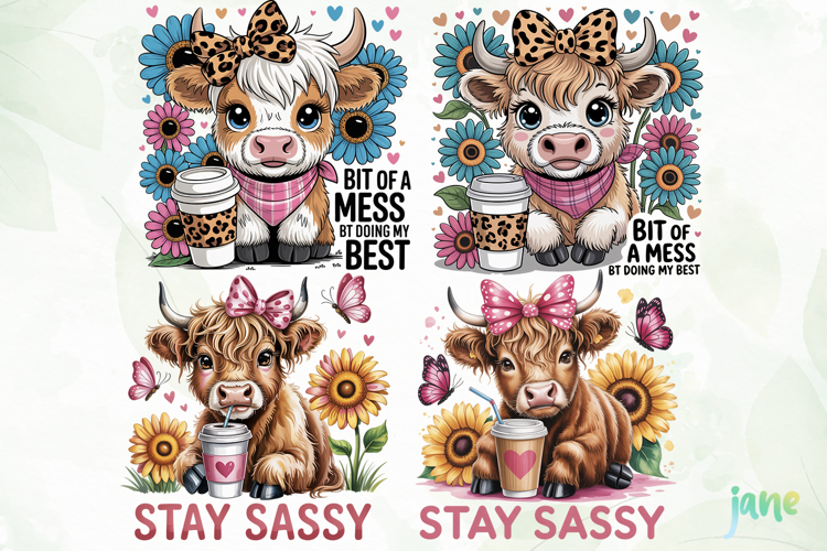 Cute Highland Cow Png Sublimation