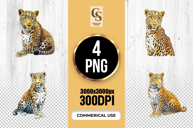 Watercolor Leopard Clipart Sublimation PNG