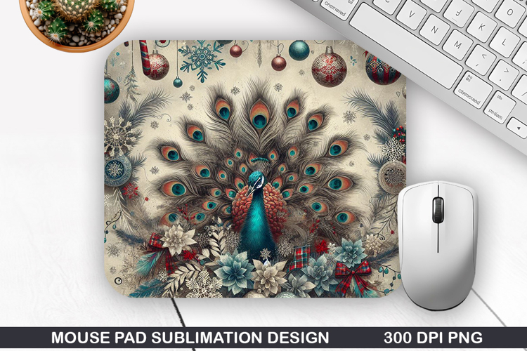 Peacock Mouse Pad Sublimation, Christmas Mouse Pad PNG