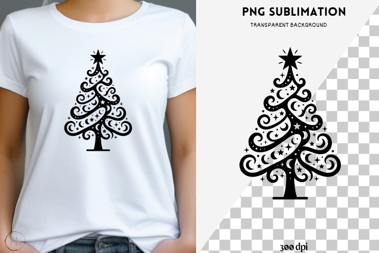 Christmas tree silhouette png design for T-shirts