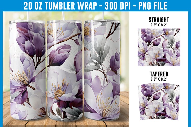 Crocuses Flower Tumbler Wrap | Flower Tumbler Sublimation