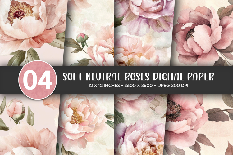 Soft Neutral Roses Digital Paper
