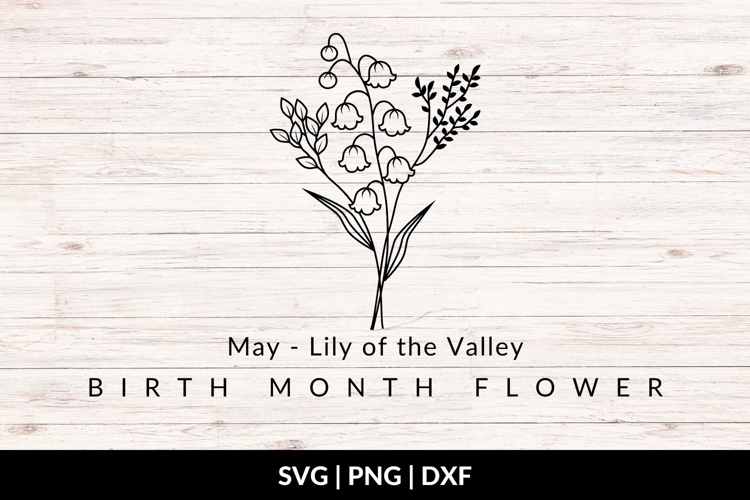 May Birth Flower Bouquet SVG - Lily of the Valley example image 1
