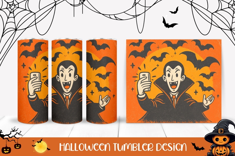 Cartoon Vampire Tumbler Sublimation, Halloween Bats Tumbler