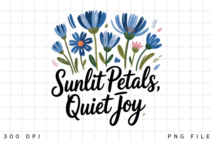 Sunlit Petals Quiet Joy Hand Drawn Floral Positive Quote