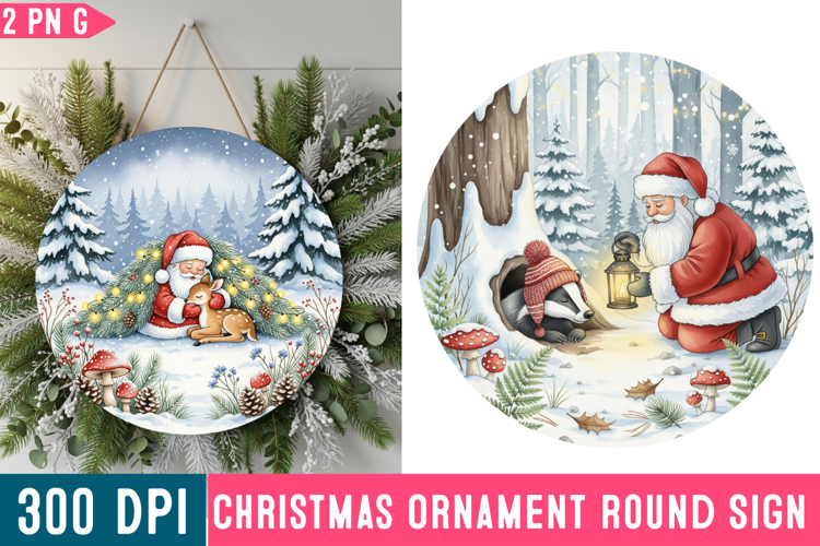 Christmas Ornaments Round Sign PNG, Christmas Round Sign PNG