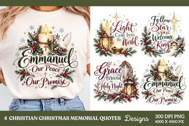 4 Christian Christmas PNG Designs, 4 Nativity Scripture PNG example image 1