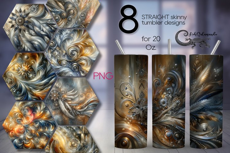 Abstract metallic design | Straight Skinny Tumbler bundle