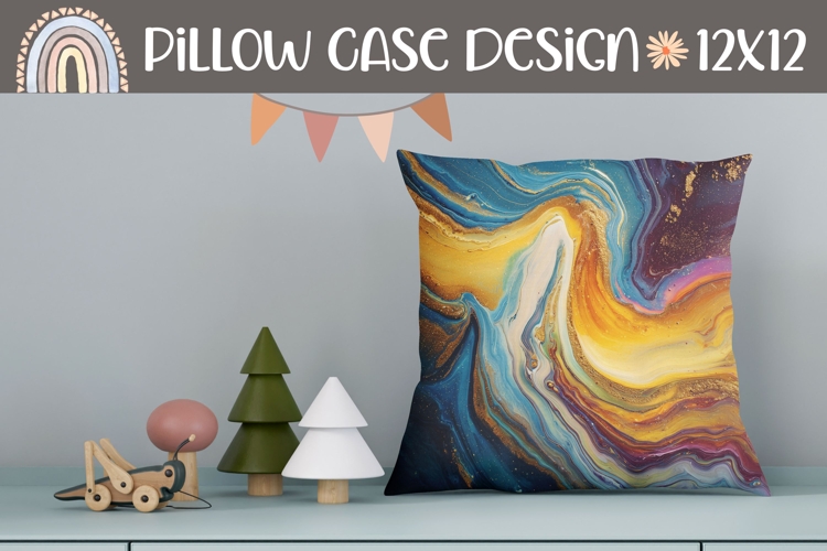 Abstract Pillow Design, Fluid Art Pillow Template