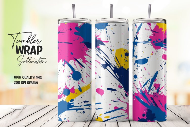 Colorful abstract splashes tumbler wrap sublimation design