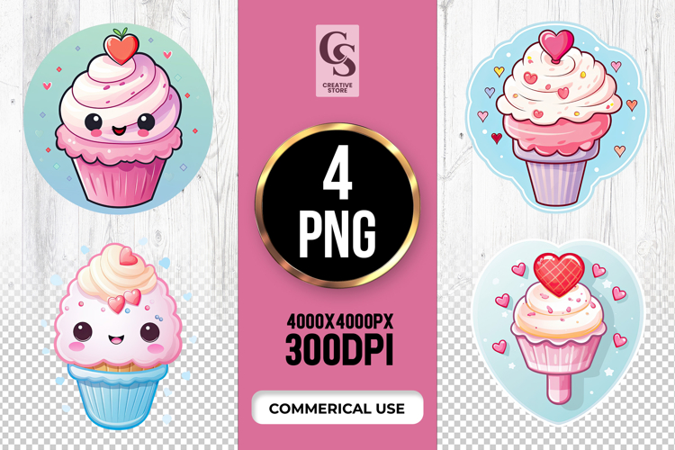 Cute Kawaii Cupcake Clipart Sublimation Png