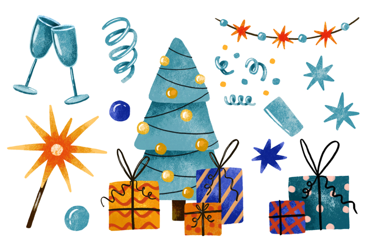 Happy New Year and Merry Christmas. Winter Holiday