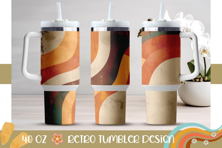 Retro Stripes Tumbler Sublimation, 40 Oz Tumbler Template
