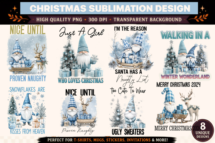 Christmas gnome sublimation,Christmas blue Sublimation