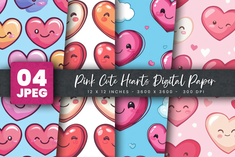 Pink Hearts Clipart Image 2