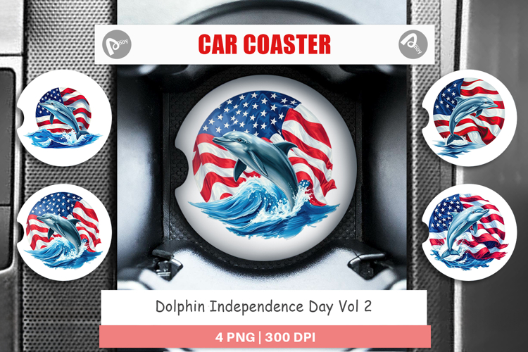Car Coaster Dolphin 4th of July