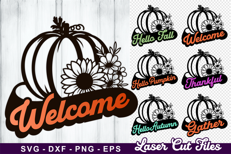 Fall Autumn Thanksgiving Pumpkin Sign SVG Laser Cut Files
