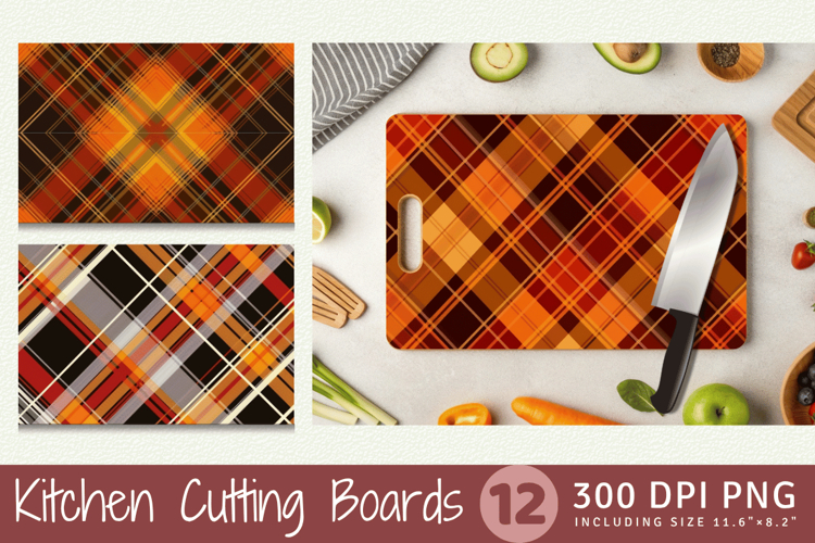 Autumn Plaid Cutting Boards sublimation Design