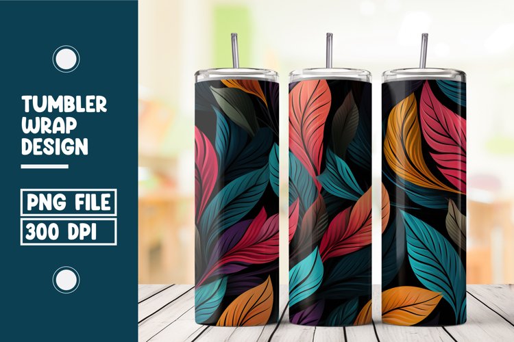 Colorful Abstract Leaves Tumbler Wrap Sublimation