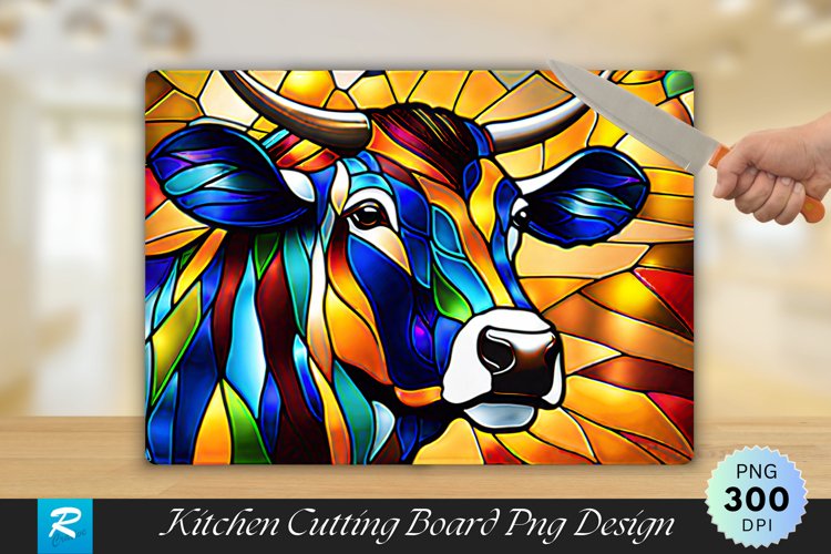 Buffalo Stained Glass Cutting Board Sublimation Design example image 1