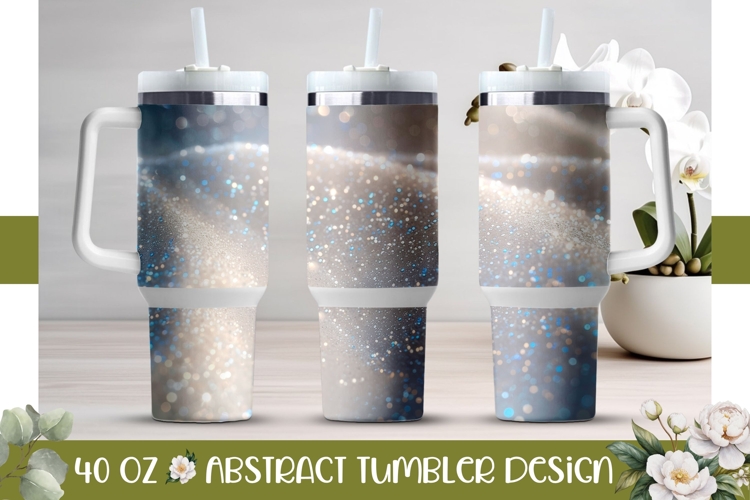 White Glitter Tumbler Design, White 40 Oz Tumbler Template