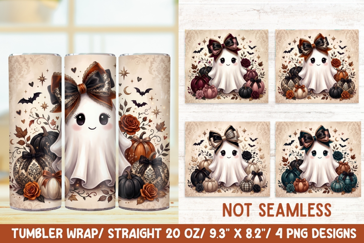 Coquette Ghost 20 OZ Skinny Tumbler Wrap Sublimation Png.