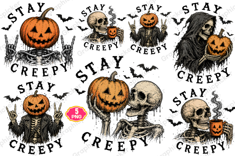 Stay Creepy PNG, Retro Dripping Heart Halloween PNG, Spooky