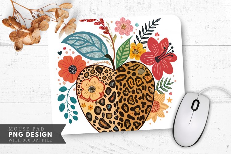 Trendy Leopard Spot Apple Design Mouse Pad PNG