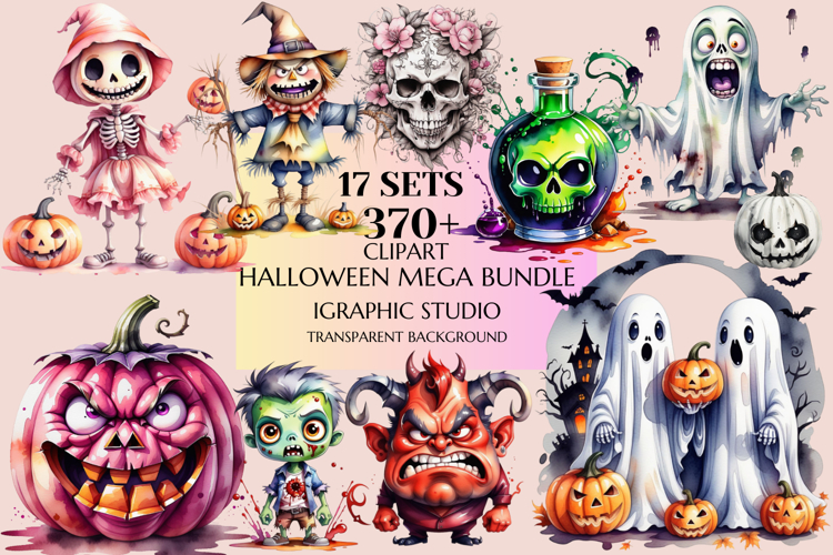 Huge Bundle, Halloween Mega Clipart Bundle, Fall Clipart