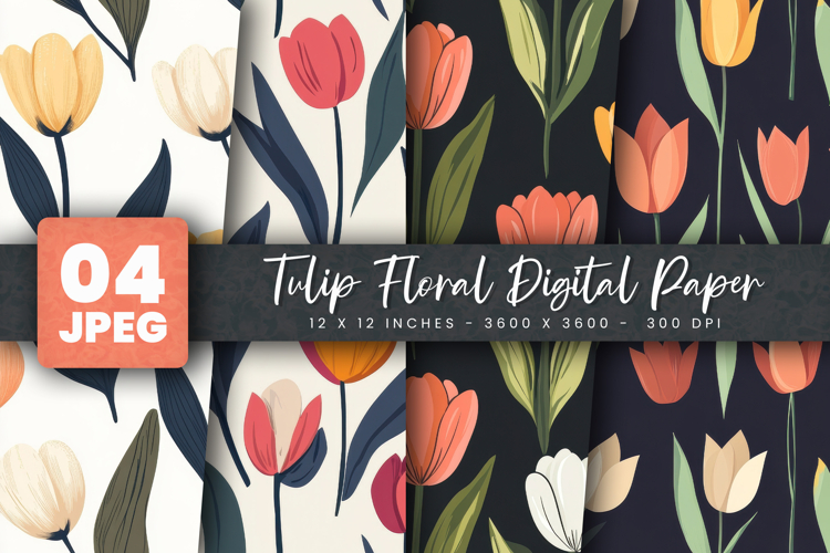 Tulip Floral Digital Paper