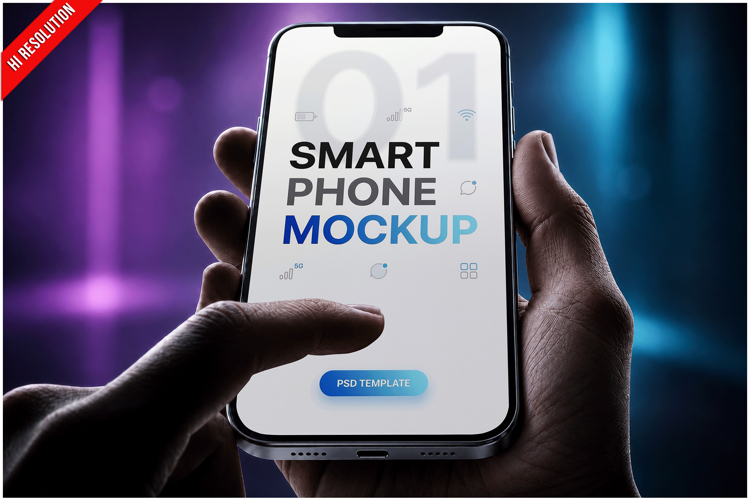 Smartphone Neon Bokeh Mockup