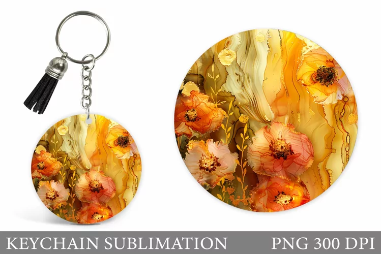 Flowers Keychain Sublimation. Floral Keychain Design
