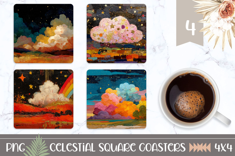 Art Sky Square Coasters, Clouds Square Coaster Template