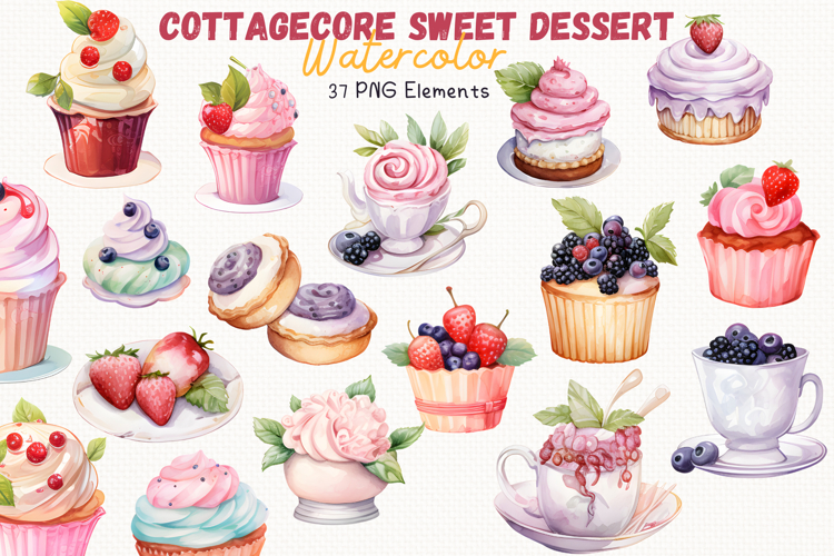 Cottagecore Sweet Dessert 37 Cliparts Collection