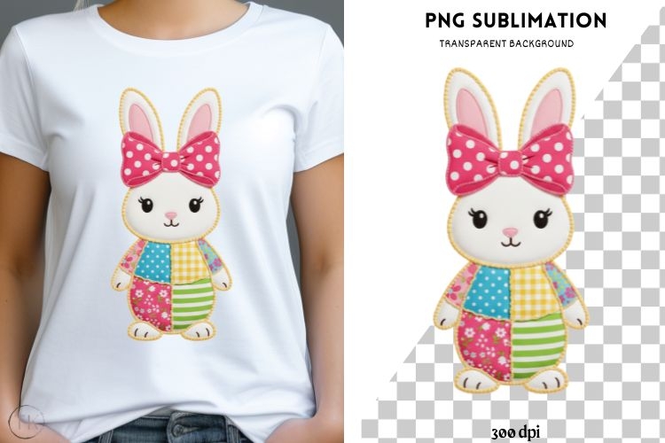 Patchwork bunny png design for T-shirts