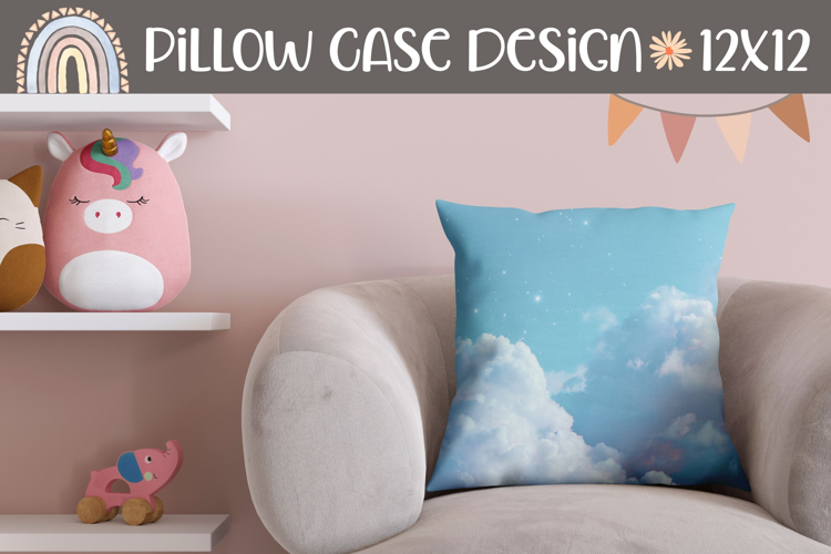 Glitter Sky Pillow Case Design, Clouds Pillow Template